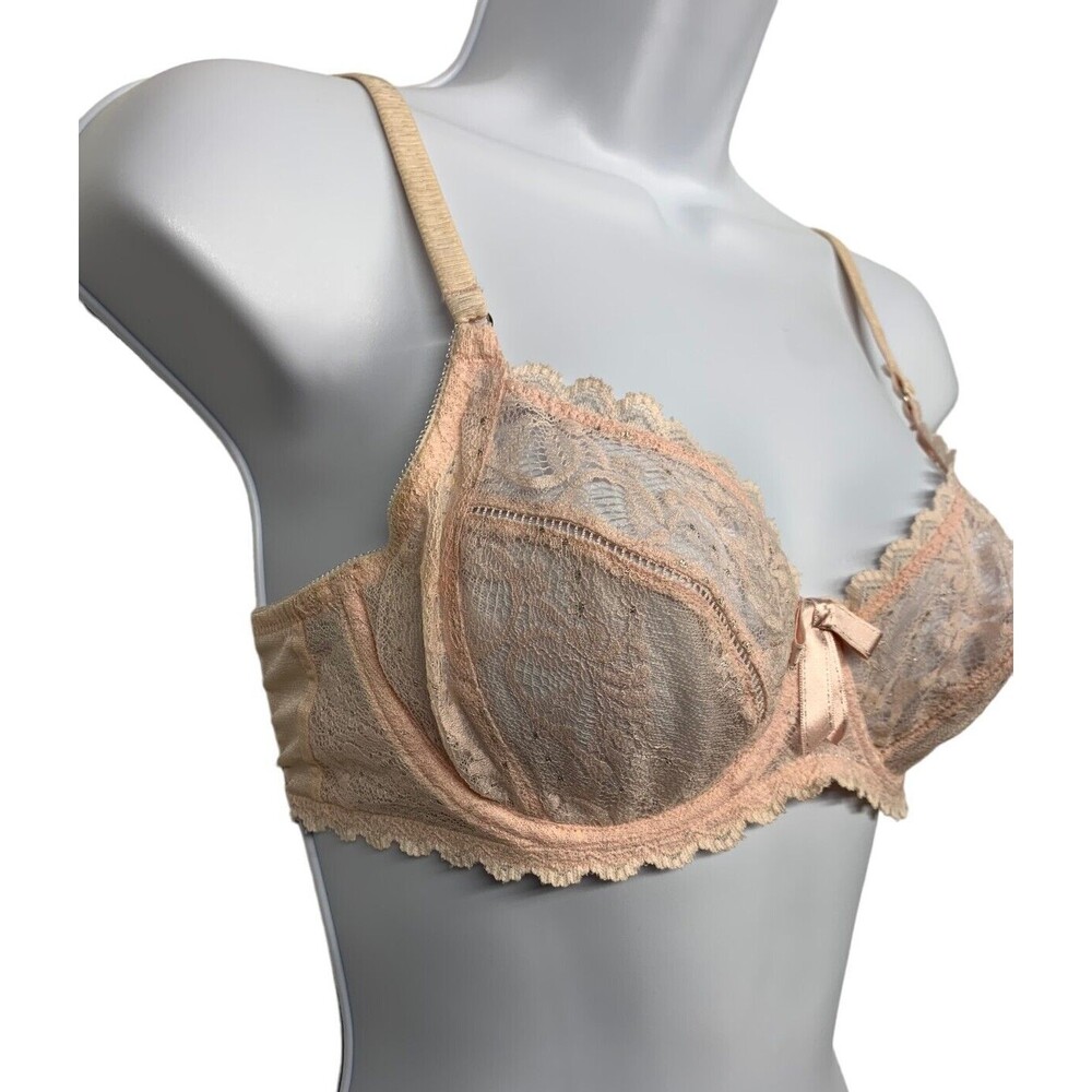 NWOT Pleasure State Women's size 34C Pink Lace Underwire Bra - Picture 2 of 6